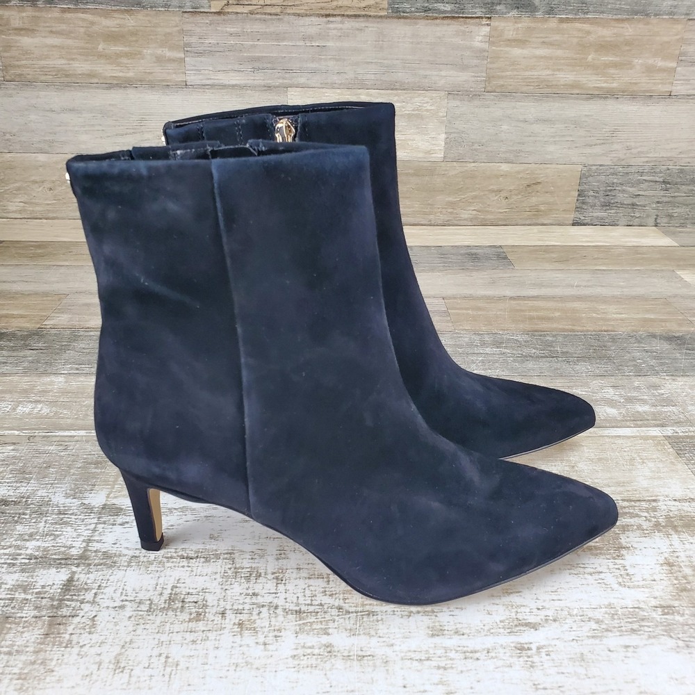 Sam Edelman Ukie Womens Bootie Sz 9 Black Suede Side Zip Pointed Toe Stiletto